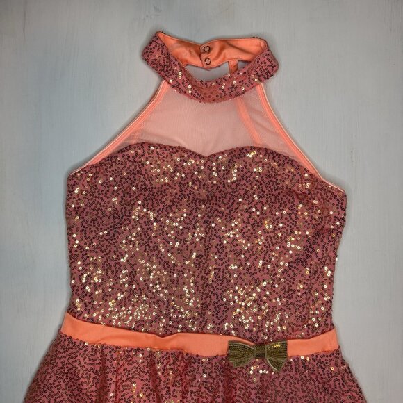 Revolution Dance Costume CORAL Sequins XL Child Solo Lyrical Figure Ice Skate - Picture 4 of 15